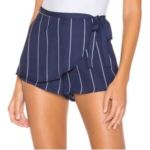 SUPERDOWN - Navy Striped Women's Wrap Shorts